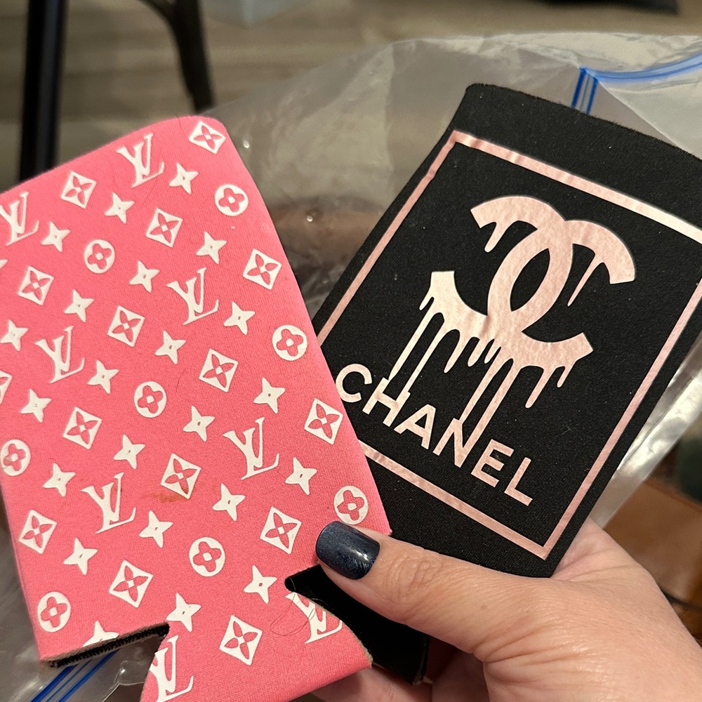 Pink and Black Logo Can Holders